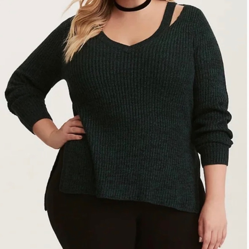 Torrid Marled Knit Split Neck Sweater